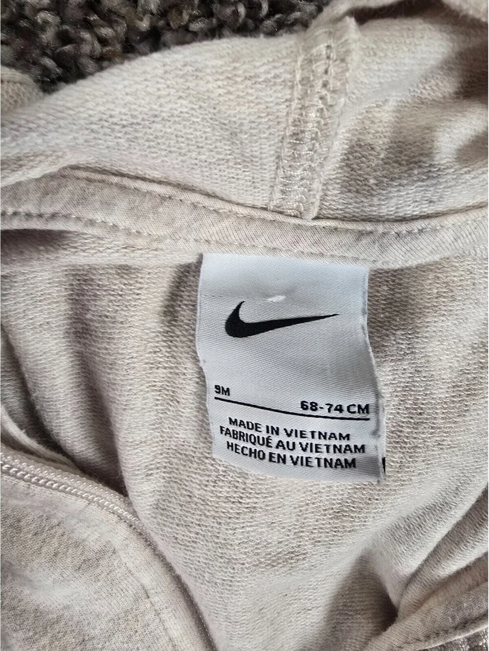 Nike Baby Essentials Hooded Coverall in a light beige Unisex Baby Sz 9M